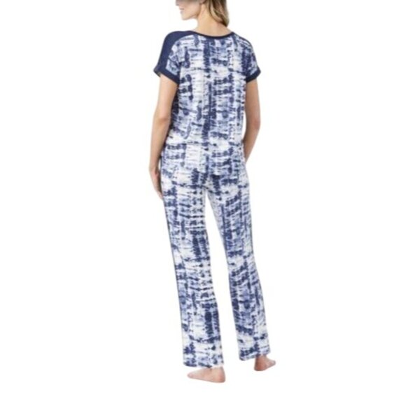 Lucky Brand 4-Piece Blue Tie Dye Lounge Set w/Tank Top, T-shirt, Shorts & Pants - Picture 11 of 16